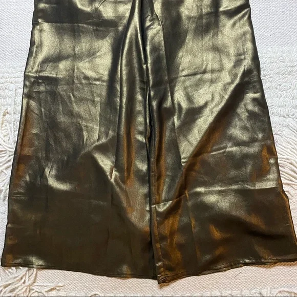 NO OFFERS LPA metallic gold Lurex Pant 664 wide leg crop pants S - Picture 6 of 13